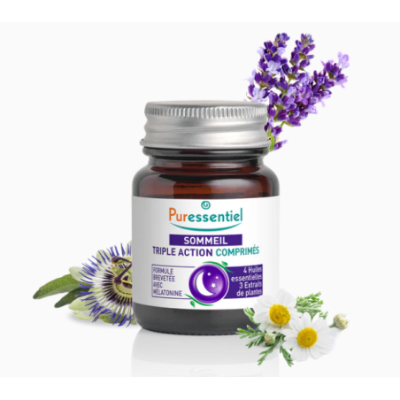 Sommeil Triple Action - Endormissement, Relaxation, Sommeil Réparateur - Puressentiel - 15 comprimés
