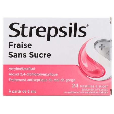 Strepsils Strawberry Sugar-Free Lozenges – sore throat relief – Pack of 24