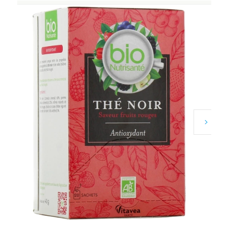 Thé Noir Bio Antioxydant Fruits Rouges - Nutrisanté - 20 Sachets