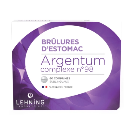 Argentum - Complexe n°98 - Brûlures d'Estomac - Lehning - 60 Comprimés Sublinguaux