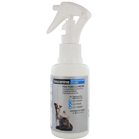 Solution Tick-Puss - Traitements Puces, Poux, Tiques - Biocanina - 100 ml