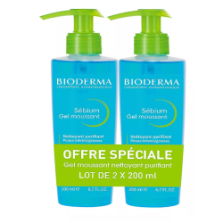 Offre Lot Sébium Gel Moussant - Nettoyant Purifiant - Bioderma - 2 X 200 ml