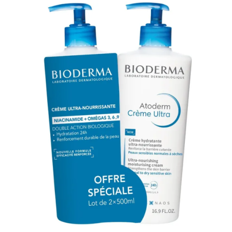 Atoderm Crème Ultra - Ultra-Hydratante - Bioderma - 2 X 500 ml - Bioderma