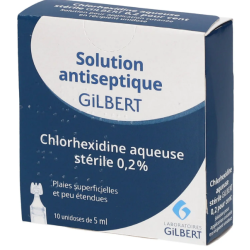 Solution Antiseptique - Chlorhexidine Aqueuse - Gilbert - 10 unidoses 5 ml
