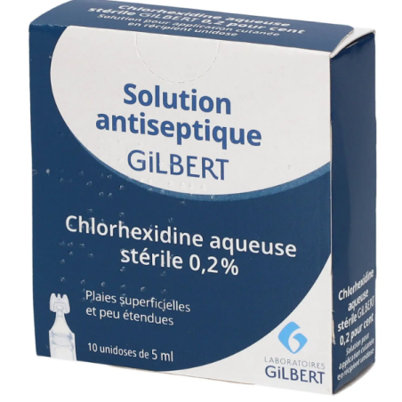 Antiseptic Solution - Aqueous Chlorhexidine - Gilbert - 10 unidoses 5 ml