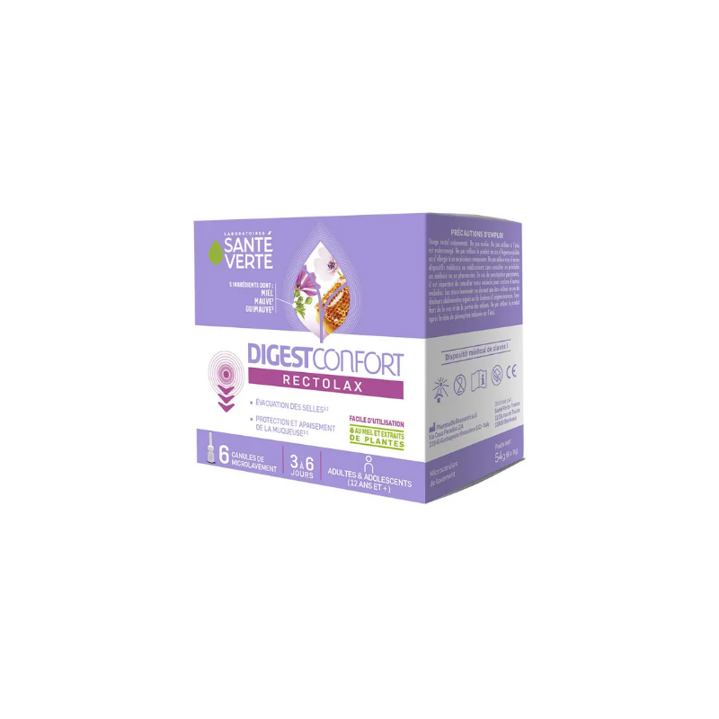 DigestConfort Rectolax - Stool Evacuation - Santé Verte - 6 Microenema Cannulas