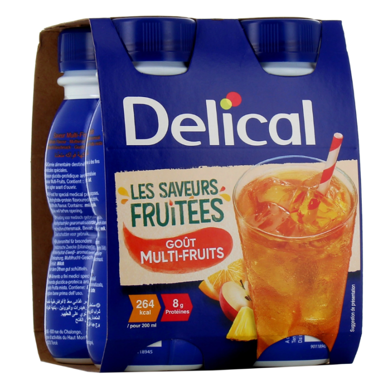 Boisson fruitée - Goût Multifruits - Délical - 4 x 200ml