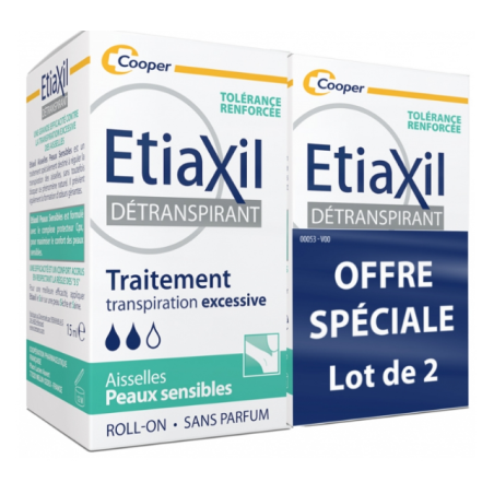 Traitement Transpiration Excessive - Détranspirant - Etiaxil - 2x15 ml