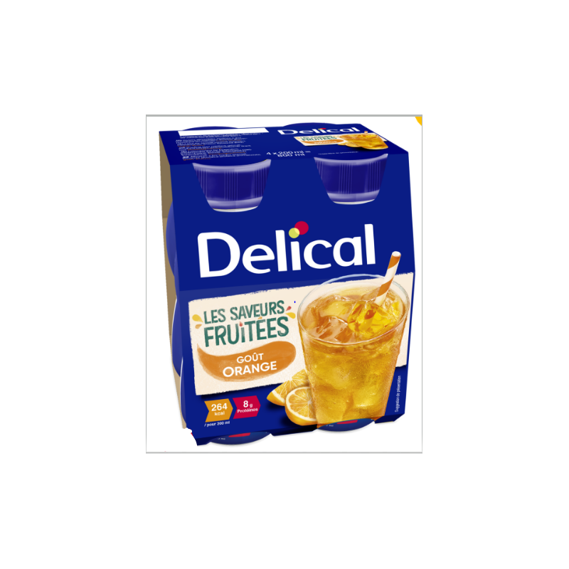 Boisson fruitée - Goût Orange - Délical - 4 x 200ml