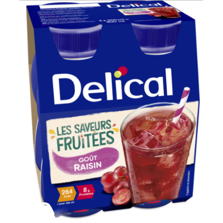 Boisson fruitée - Goût Raisin - Délical - 4 x 200ml