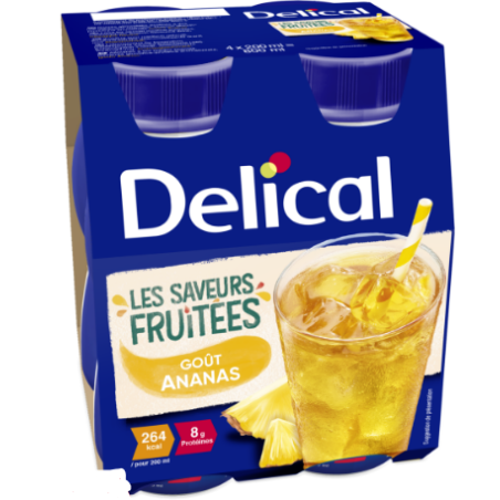 Boisson fruitée - Goût Ananas - Délical - 4 x 200ml