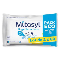 Lingettes à L'eau - Mitosyl -Pack Eco - 2x60 lingettes