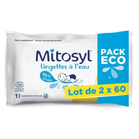 Water Wipes - Mitosyl -Pack Eco - 2x60 wipes