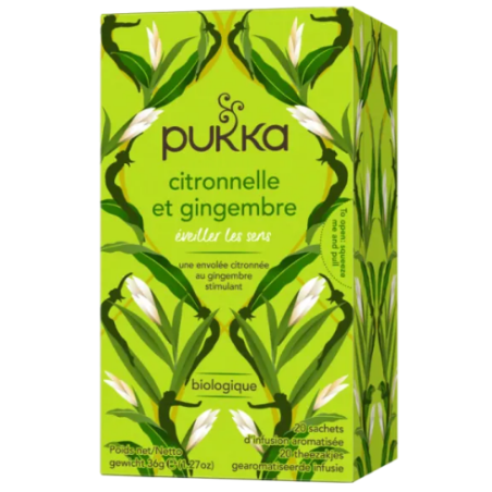 Tisane Citronnelle Gingembre - Bio - Pukka - 20 sachets