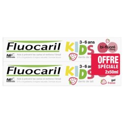 Dentifrice - Protège les Dents de Lait - Gel Fraise - Enfants 3-6 ans - Fluocaril - 2x50 ml