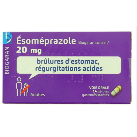 Esomeprazole 20 mg - Heartburn - Acid Regurgitation - Biogaran Conseil - 7 capsules