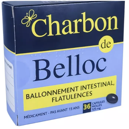 Charbon De Belloc - Activated Carbon 125 mg - 36 Capsules