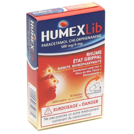 HumexLib - Influenza - Cold - Paracetamol Chlorphenamine - 16 Capsules