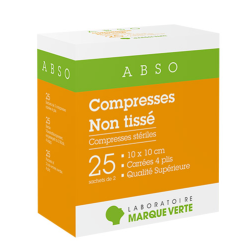 Non woven compresses - 10 x 10 cm - 25 sachets of 2 - Green Mark