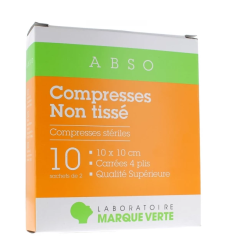 Compresses Non tissé - 10 x 10 cm - 10 sachets de 2 - Marque Verte - Marque Verte