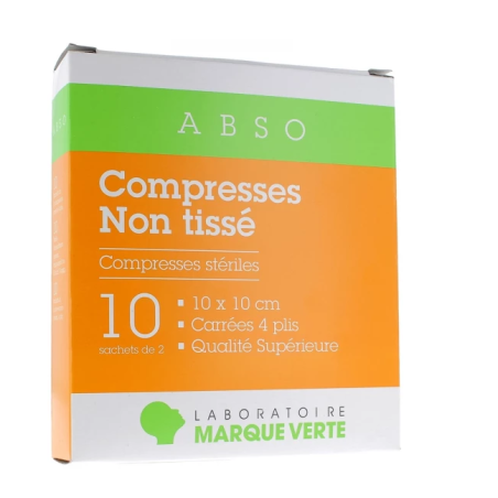 Non woven compresses - 10 x 10 cm - 50 sachets of 2 - Green Mark