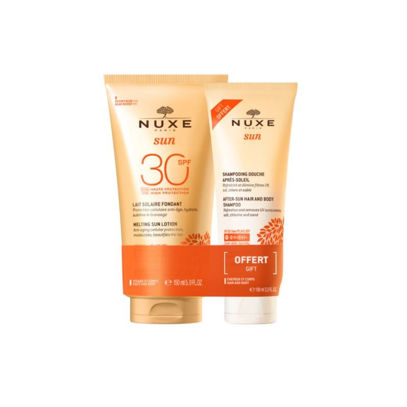High Protection Melting Sun Milk - SPF30 - 150ml + free after sun shower shampoo 100ml - Nuxe Sun