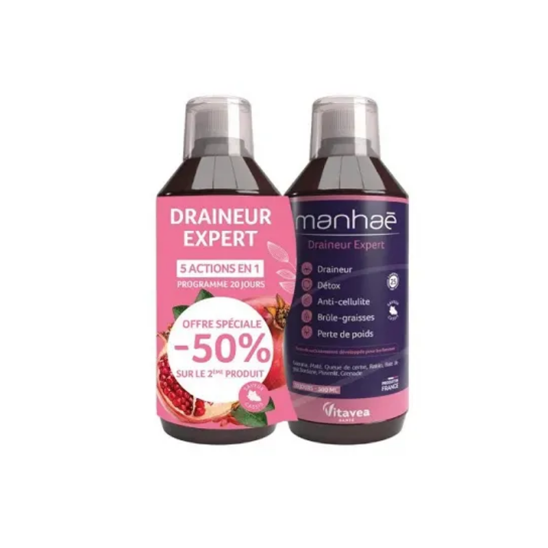 Draineur Expert - 5 Actions en 1 - Manhaé - 2x500 ml