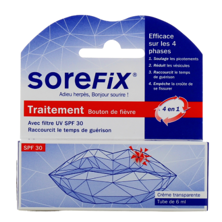 Crème Transparente - Bouton de Fièvre - SPF30 - Sorefix - 6 ml