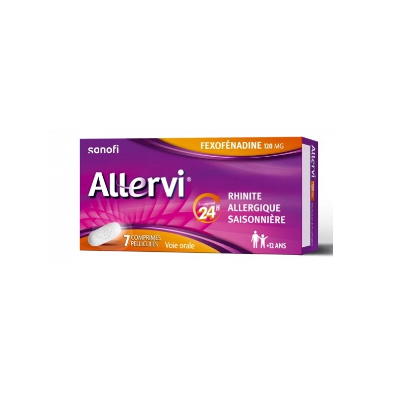  Allervi - Féxofénadine 120mg - Rhinite Allergique - Boite de 7 - Sanofi Aventis