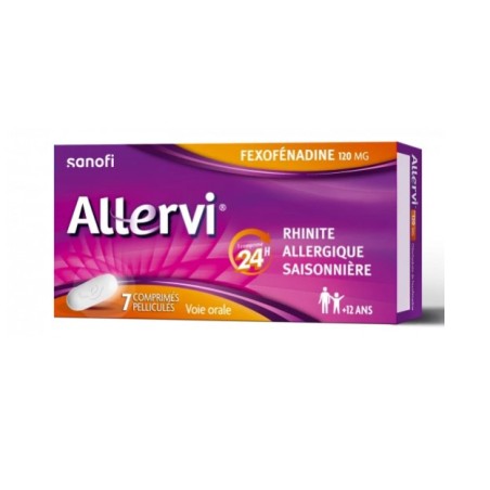  Allervi - Féxofénadine 120mg - Rhinite Allergique - Boite de 7 - Sanofi Aventis