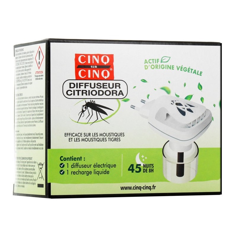 Diffuseur Citriodora + 1 Recharge - Cinq sur Cinq - 45 Nuits (Péremption 02/2026)