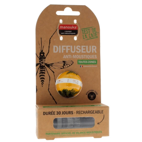Diffuseur Anti-moustiques - Toutes Zones - Manouka - 1 Diffuseur + 1 recharge
