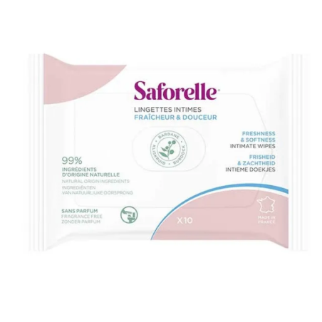 Intimate Wipes - Freshness & Softness - Saforelle - Bag of 10 wipes Saforelle