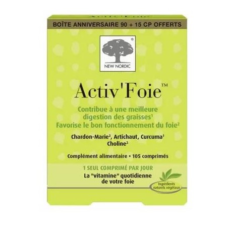Activ'Foie Digestion Des Graisses Et Activation foie, Boite De 90+15 Comprimés