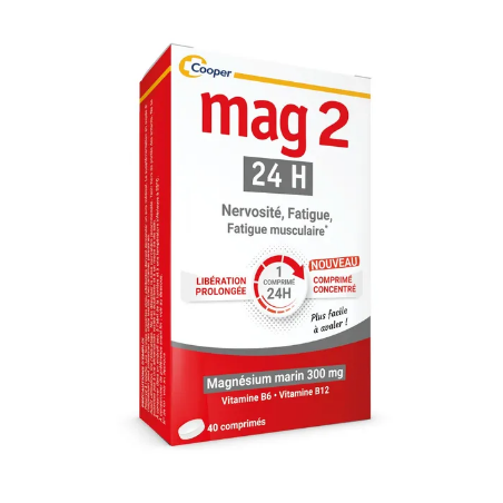 Mag 2 Magnesium 24H - Fatigue - Nervousness - Cooper - 40 tablets