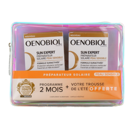 Préparateur Solaire Peu Sensible - Sun Expert - Oenobiol - 60 Capsules + 1 Trousse Offerte