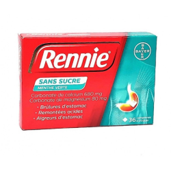 Rennie – Chewable Tablets for Heartburn (Sugar-Free, Spearmint Flavour) – Pack of 36 Bayer