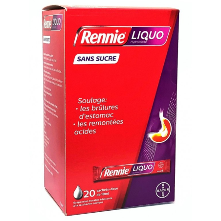 Rennie Liquo – Sugar-Free Solution for Heartburn – 20 x 10-ml Single-Dose Sachets Bayer