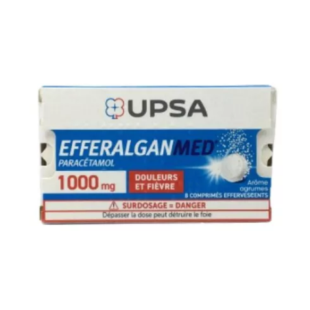 EfferalganMed 1g - Effervescent - Pain and Fever - Box of 8