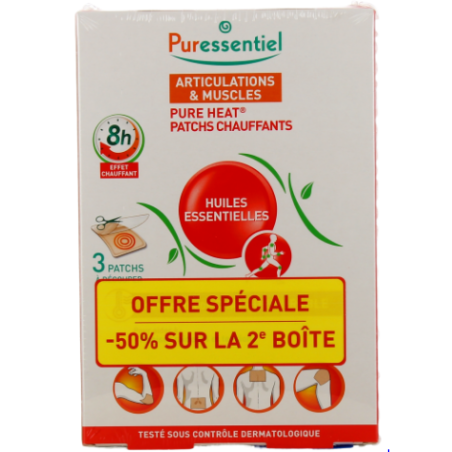 Patchs Chauffants - Articulations et Muscles - Puressentiel - 3 patchs