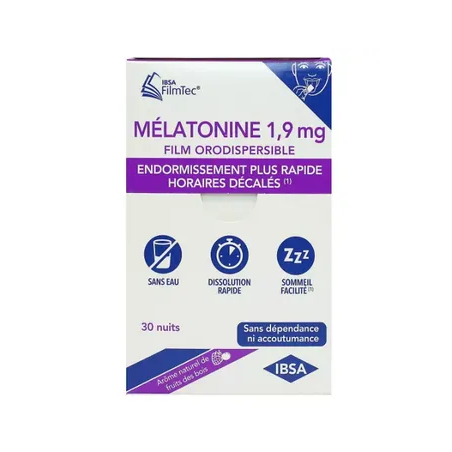 Mélatonine 1,9 mg - Endormissement - Horaires Décalés - 30 Films Orodispersible
