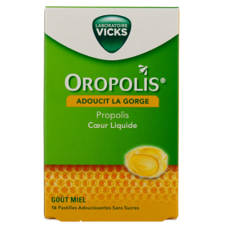 Oropolis Coeur Liquide - Adoucit la gorge - Propolis - 16 pastilles sans sucres