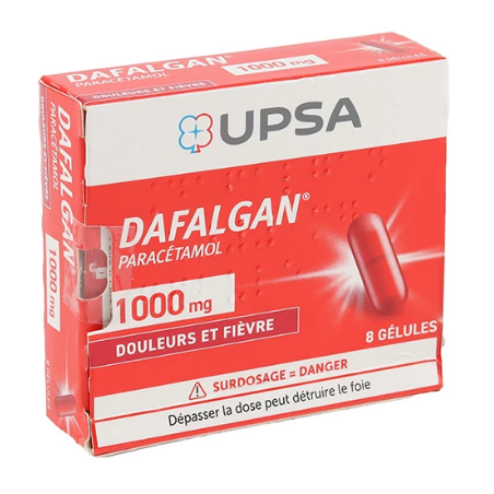 Dafalgan Paracetamol 1000 mg – pain and fever relief – Pack of 8 Capsules