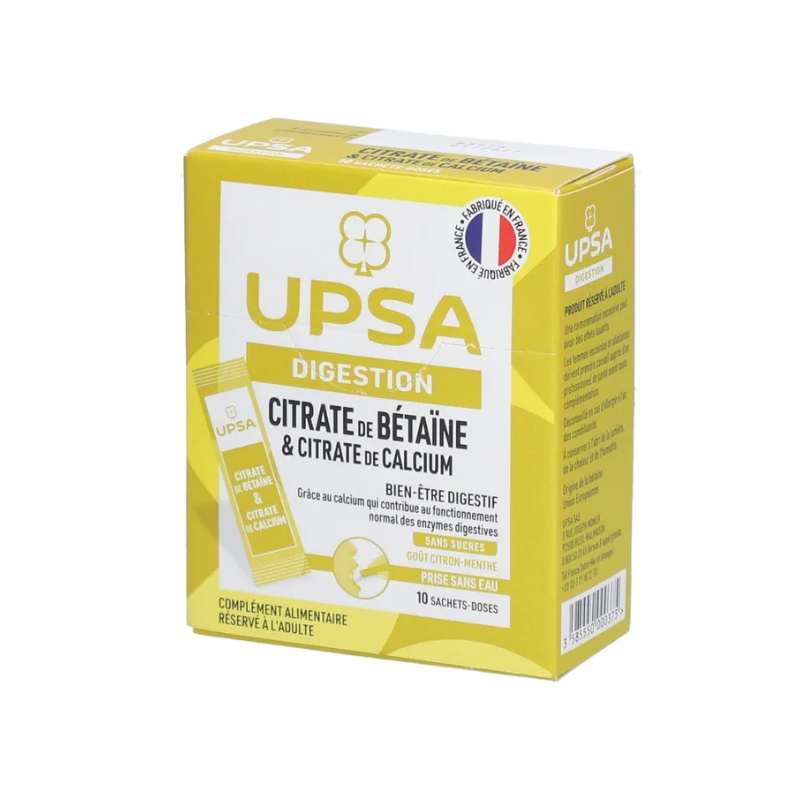 Citrate de Bétaïne - Digestion - Citron-Menthe - 10 sachets-doses - UPSA