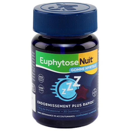 Euphytose Nuit - Endormissement Plus Rapide - Mélatonine 1mg - 30 Gommes