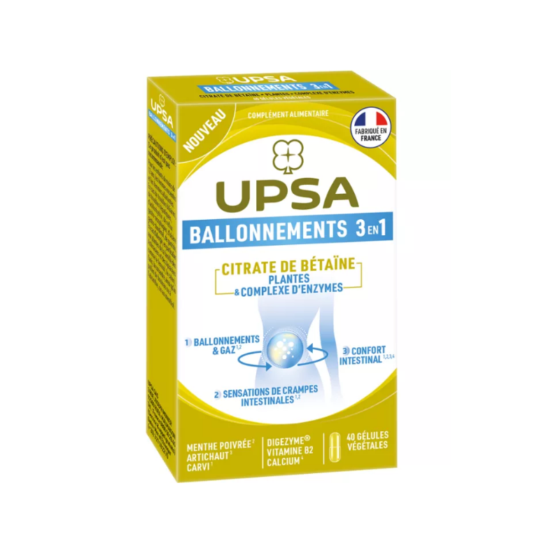 Ballonnements 3 En 1 - Citrate De Betaine - Upsa - 40 Gélules