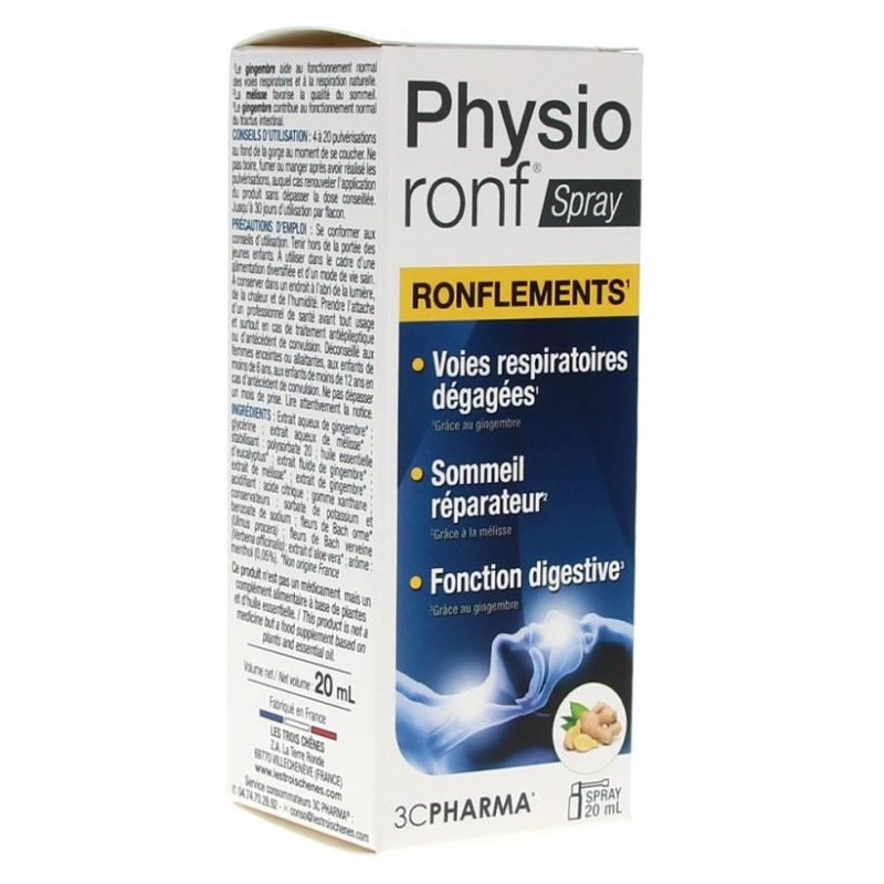 Spray PhysioRonf - Ronflements - Sommeil Réparateur - 3C Pharma - 20ml