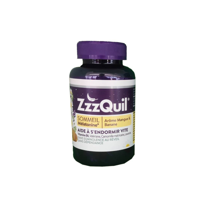 ZzzQuil Sommeil - Mélatonine - Arôme Mangue Banane -  60 Gommes