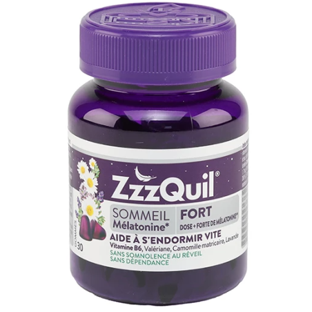 Zzzquil Fort - Sommeil - Mélatonine - 30 gommes