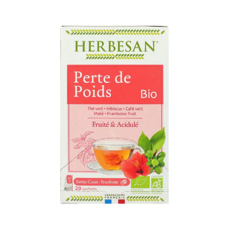 Herbesan Perte de Poids, Infusions, Saveur Framboise - 20 Sachets, Tisane Herbesan n°15 - Herbesan